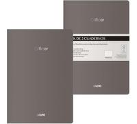 DOHE - Cuadernos A5 Interior Liso (2 uds.) - Tamaño 15x21 cm, 40 Hojas (80 páginas), 90 gr/m², Notas, Organización o Dibujo, Tapa Blanda Flexible - OFFICER Gris