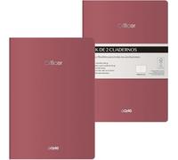 DOHE - Cuadernos A5 Interior Liso (2 uds.) - Tamaño 15x21 cm, 40 Hojas (80 páginas), 90 gr/m², Notas, Organización o Dibujo, Tapa Blanda Flexible - OFFICER Burdeos