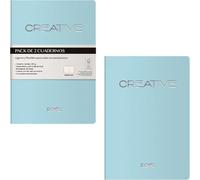 DOHE - Cuadernos A6 Interior Liso (2 uds.) - Tamaño 9x14 cm, 40 Hojas (80 páginas), 90 gr/m², Notas, Organización o Dibujo, Tapa Blanda Flexible - CREATIVE Turquesa