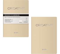 DOHE - Cuadernos A6 Interior Liso (2 uds.) - Tamaño 9x14 cm, 40 Hojas (80 páginas), 90 gr/m², Notas, Organización o Dibujo, Tapa Blanda Flexible - CREATIVE Beige