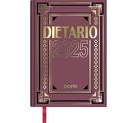 Dohe - Dietario 2025 Español - Día Página, Tamaño 1/4 (15x21cm), Tapa Dura, Incluye Vencimientos 2025 y 2026, Fechas a recordar, Planning Anual, Resumen del Mes - Burdeos