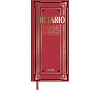 Dohe - Dietario 2025 Español - Día Página, Tamaño Dos Tercios (2/3) 14,5x31 cm, Tapa Dura, Incluye Vencimientos 2025 y 2026, Fechas a recordar, Planning Anual, Resumen del Mes - Rojo