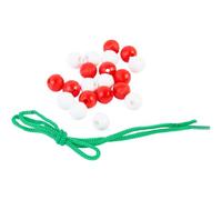 Dohe Educa - Juego de Ensartar Bolas para Niños - 10 Bolas Blancas, 10 Bolas Rojas y Cuerda Verde - Método Montessori - Material Escolar y Educativo