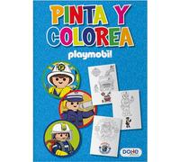 Dohe Educa - Libro para Colorear Infantil - Pinta y Colorea Playmobil, 30 Páginas de Dibujos, Pasatiempos Niños 4 6 años, Apto para Lápices y Ceras, Tamaño A4, Material Educativo