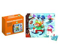 Dohe Educa - Puzzle Progresivo Infantil - 20 Piezas de Cartón, Temática Animales, Rompecabezas para Niños 2 3 Años, Material Educativo