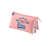 Dohe - Estuche Escolar 3 Compartimentos - Cierre de Cremalleras, Licencia Oficial, Poliéster Resistente, 23x12x2,5 cm, Material Escolar, Pink Panther Team - Rosa