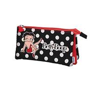 DOHE - Estuche Escolar 3 Compartimentos - Cierre de Cremalleras, Licencia Oficial, Poliéster Resistente, 23x12x2,5 cm, Material Escolar - Betty Boop