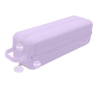 Dohe - Estuche Escolar Cuádruple - 4 Compartimentos con Cremallera, Fabricado en Silicona Suave y Resistente, 24x6,2x6,5 cm, Incluye Asa de Transporte, Material Escolar - Morado