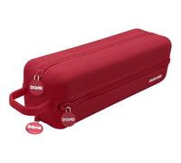 Dohe - Estuche Escolar Cuádruple - 4 Compartimentos con Cremallera, Fabricado en Silicona Suave y Resistente, 24x6,2x6,5 cm, Incluye Asa de Transporte, Material Escolar - Rojo