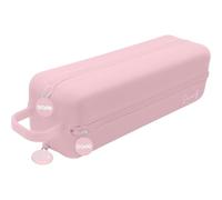 Dohe - Estuche Escolar Cuádruple - 4 Compartimentos con Cremallera, Fabricado en Silicona Suave y Resistente, 24x6,2x6,5 cm, Incluye Asa de Transporte, Material Escolar - Rosa
