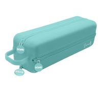 Dohe - Estuche Escolar Cuádruple - 4 Compartimentos con Cremallera, Fabricado en Silicona Suave y Resistente, 24x6,2x6,5 cm, Incluye Asa de Transporte, Material Escolar - Verde
