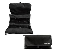 DOHE - Estuche Escolar Doble - 2 Compartimentos con Cremallera, 3 Ventanas Transparentes, Tarjeta Rellenable con Horario, Espacioso 22x10x6,5 cm, Poliéster Resistente y Flexible - Negro