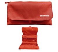 Dohe - Estuche Escolar Doble - 2 Compartimentos con Cremallera, 3 Ventanas Transparentes, Tarjeta Rellenable con Horario, Espacioso 22x10x6,5 cm, Poliéster Resistente y Flexible - Rojo