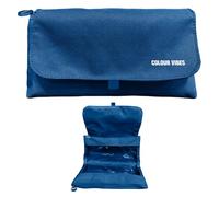 Dohe - Estuche Escolar Doble - 2 Compartimentos con Cremallera, 3 Ventanas Transparentes, Tarjeta Rellenable con Horario, Espacioso 22x10x6,5 cm, Poliéster Resistente y Flexible - Azul