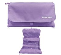 Dohe - Estuche Escolar Doble - 2 Compartimentos con Cremallera, 3 Ventanas Transparentes, Tarjeta Rellenable con Horario, Espacioso 22x10x6,5 cm, Poliéster Resistente y Flexible - Violeta