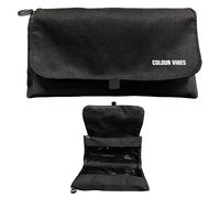 Dohe - Estuche Escolar Doble - 2 Compartimentos con Cremallera, 3 Ventanas Transparentes, Tarjeta Rellenable con Horario, Espacioso 22x10x6,5 cm, Poliéster Resistente y Flexible - Negro