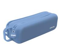 DOHE - Estuche Escolar Doble Azul Claro | 2 Compartimentos con Cremallera, Silicona Suave y Resistente, 21,5x6,5 cm, Asa de Transporte, Material Escolar
