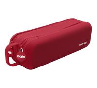 DOHE - Estuche Escolar Doble Rojo | 2 Compartimentos con Cremallera, Silicona Suave y Resistente, 21,5x6,5 cm, Asa de Transporte, Material Escolar