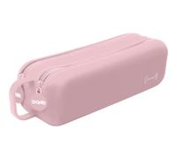 DOHE - Estuche Escolar Doble Rosa Pastel | 2 Compartimentos con Cremallera, Silicona Suave y Resistente, 21,5x6,5 cm, Asa de Transporte, Material Escolar