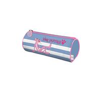 DOHE - Estuche Escolar Redondo - Cierre de Cremallera, Licencia Oficial, Poliéster Resistente, 21x7,5x7,5 cm, Material Escolar - Pink Panther Stripes