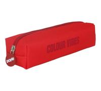DOHE - Estuche Escolar Simple - 1 Compartimento, Portatodo Rectangular Multiusos, 21x6x6 cm, Cierre de Cremallera, Fabricado en Poliéster Resistente - Colour Vibes Rojo