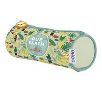 DOHE - Estuche Escolar Simple - 1 Compartimento, Portatodo Redondo Multiusos, 21x7,5 cm, Cierre de Cremallera, Fabricado en Poliéster Resistente - WWF Tropic