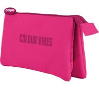 Dohe – Estuche escolar triple Colour Vibes – 3 compartimentos, 23x12x2,5 cm, poliéster resistente Rosa
