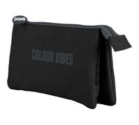 Dohe - Estuche Escolar Triple - 3 Compartimentos, Portatodo Multiusos, Medidas 23x12x2,5 cm, Cierre de Cremalleras, Fabricado en Poliéster Resistente - Colour Vibes Negro