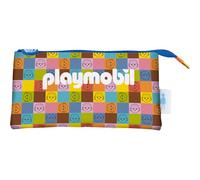 DOHE - Estuche Escolar Triple - 3 Compartimentos, Portatodo Multiusos, Medidas 23x12x2,5 cm, Cierre de Cremalleras, Fabricado en Poliéster Resistente - Playmobil Unite As One