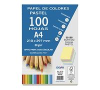 Dohe - Folios Color Pastel (100 uds.) - 5 Colores Surtidos, Papeles A4 (21x29,7 cm), Grosor 80 gr/m², Hojas para Imprimir, Dibujo, Manualidades, Decoración, Encuadernación