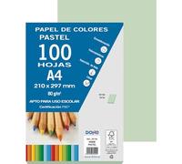 Dohe - Folios Verde Pastel (100 uds.) - Papeles A4 (21x29,7 cm), Grosor 80 gr/m², Hojas para Imprimir, Dibujo, Manualidades, Decoración, Encuadernación