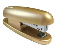 Dohe - Grapadora Metallic Color - Capacidad de Grapado 20 Hojas, Admite 100 Grapas de 22/6 24/6 26/6, Tamaño Mediano 11,5x3,8x5,3 cm, Ligera y Tacto Suave - Gold