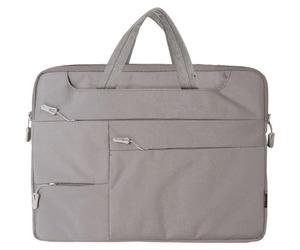DOHE - Maletín para Portátil 15,6 Pulgadas - Bolsillo Principal Acolchado y 6 Bolsillos Extra, Asa Superior, Cinta para Carro, Poliéster Ligero y Repelente al Agua - Gris