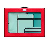 Dohe - Pack Material Escolar - Mochila Ergonómica 17 Litros, Carpeta A4 de anillas con 100 Hojas y Estuche Portatodo Triple - Material escolar - Color Turquesa - DUO