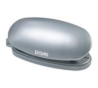 Dohe - Perforadora de Papel Soft Touch - 2 Agujeros con Distancia 80 mm, Capacidad 16 Folios, Tamaño Compacto 4x12,5x6 cm, Bandeja para Residuos, Guía para Regular Tamaño del Papel - Silver