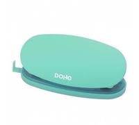 Dohe - Perforadora de Papel Soft Touch - 2 Agujeros con Distancia 80 mm, Capacidad 16 Folios, Tamaño Compacto 4x12,5x6 cm, Bandeja para Residuos, Guía para Regular Tamaño del Papel - Verde