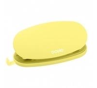 Dohe - Perforadora de Papel Soft Touch - 2 Agujeros con Distancia 80 mm, Capacidad 16 Folios, Tamaño Compacto 4x12,5x6 cm, Bandeja para Residuos, Guía para Regular Tamaño del Papel - Amarillo