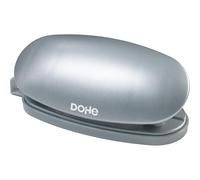 Dohe - Perforadora de Papel Soft Touch - 2 Agujeros con Distancia 80 mm, Capacidad 16 Folios, Tamaño Compacto 4x12,5x6 cm, Bandeja para Residuos, Guía para Regular Tamaño del Papel - Silver