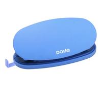Dohe - Perforadora de Papel Soft Touch - 2 Agujeros con Distancia 80 mm, Capacidad 16 Folios, Tamaño Compacto 4x12,5x6 cm, Bandeja para Residuos, Guía para Regular Tamaño del Papel - Azul