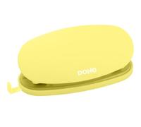 Dohe - Perforadora de Papel Soft Touch - 2 Agujeros con Distancia 80 mm, Capacidad 16 Folios, Tamaño Compacto 4x12,5x6 cm, Bandeja para Residuos, Guía para Regular Tamaño del Papel - Amarillo