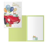 DOHE - Tarjetas de Felicitación Cumpleaños - Pack 6 unidades - Tamaño: 11,5x17 cm (cerrada) - Incluye sobre para guardar la tarjeta - Modelo Coche