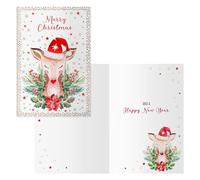 DOHE - Tarjetas de Felicitación Navidad - Pack 6 unidades - Tamaño: 11,5x17 cm (cerrada) - Incluye sobre para guardar la tarjeta - Modelo Bamby