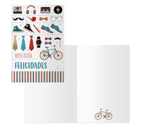 DOHE - Tarjetas Día del Padre (6 uds.) - Felicitación para Papás y Agradecimiento, Incluye sobre de Papel, Tamaño 11,5x17 cm, Tarjetas de Felicitación - Bici