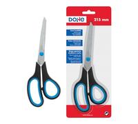 Dohe - Tijeras Escolares, Oficina o para Manualidades - 21 cm - Acero inoxidable con mango ergonómico antideslizante - Color Negro y Azul - Material de oficina