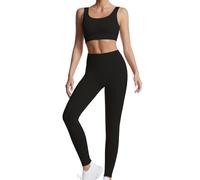dohomiryo Conjunto Deportivo para Mujer 2 Piezas Mallas de Yoga Sin Costuras y Sujetador Deportivo Elástico Ropa de Gimnasio para Gym Yoga Gimnasio Trotar Negro S