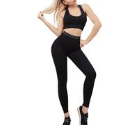 dohomiryo Conjuntos de Entrenamiento para Mujer 2 Piezas Bra + Leggings de Cintura Alta Conjunto de Yoga sin Costuras Trajes de Ropa Deportiva Negro L