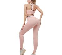dohomiryo Conjuntos de Entrenamiento para Mujer 2 Piezas Bra + Leggings de Cintura Alta Conjunto de Yoga sin Costuras Trajes de Ropa Deportiva Azul M