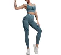 dohomiryo Conjuntos de Entrenamiento para Mujer 2 Piezas Bra + Leggings de Cintura Alta Conjunto de Yoga sin Costuras Trajes de Ropa Deportiva Verde oscuro L