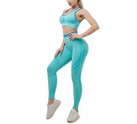 dohomiryo Conjuntos de Entrenamiento para Mujer 2 Piezas Bra + Leggings de Cintura Alta Conjunto de Yoga sin Costuras Trajes de Ropa Deportiva Verde L