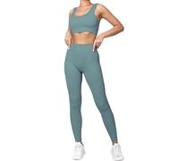 dohomiryo Mujer Conjunto de Ropa de Yoga Gym Mallas de Yoga Sin Costuras y Sujetador Deportivo Elástico 2 Piezas Ropa de Gimnasio Azul gris L
